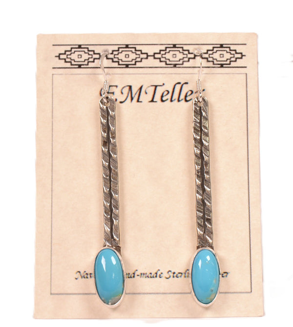 Navajo Sterling Silver and Turquoise Earrings By Mary C. and Everett Teller