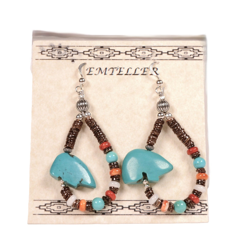 Navajo Sterling Silver and Turquoise Earrings By Mary C. and Everett Teller