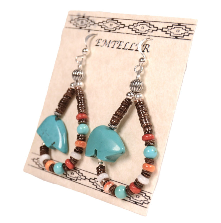 Navajo Sterling Silver and Turquoise Earrings By Mary C. and Everett Teller