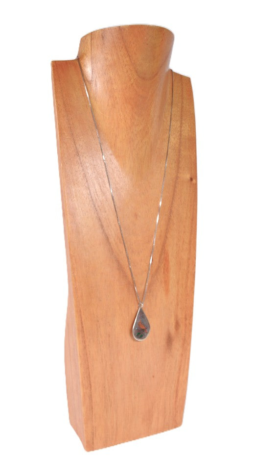 Zuni Pueblo Red Cardinal Inlay Pendant Necklace By LW – Antique