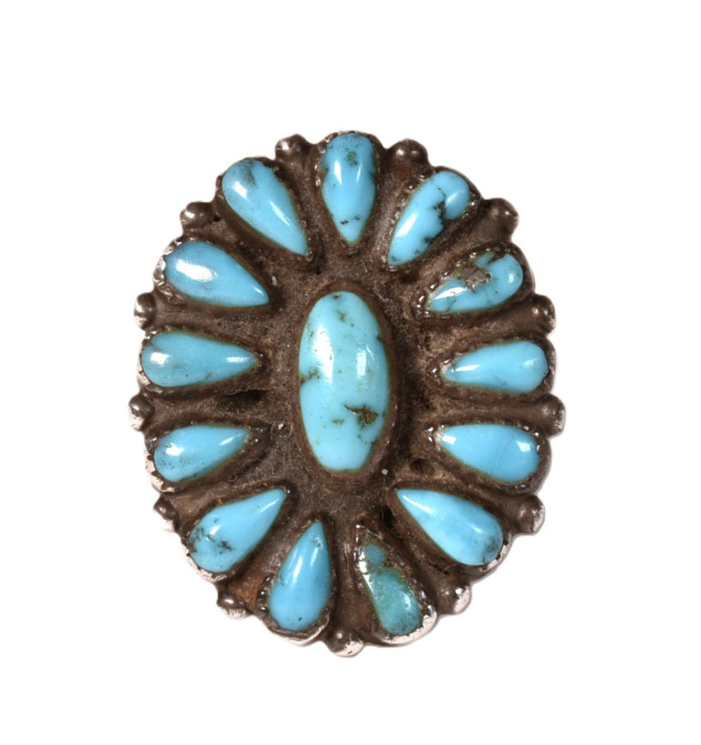 Zuni Pueblo Cluster Turquoise Ring