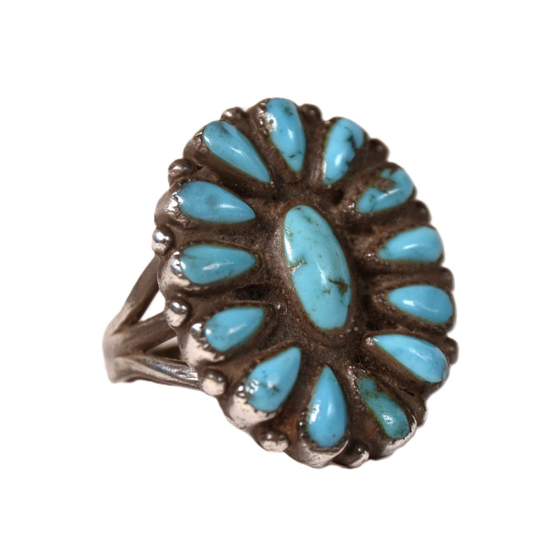Zuni Pueblo Cluster Turquoise Ring