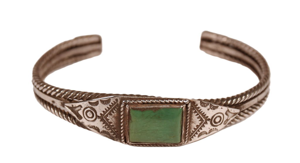 Navajo Green Square Cut Turquoise Bracelet
