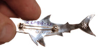 Navajo Sterling Silver Overlay Shark Pin By Mako