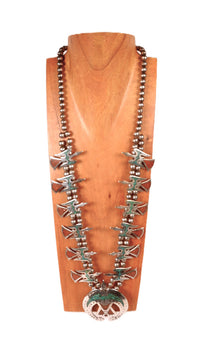 Navajo Chip Inlay Squash Blossom Necklace