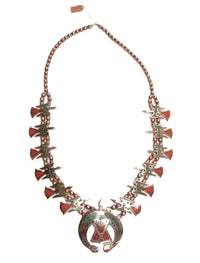 Navajo Chip Inlay Squash Blossom Necklace