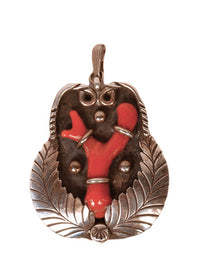 Navajo Sterling Silver and Coral Branch Pendant
