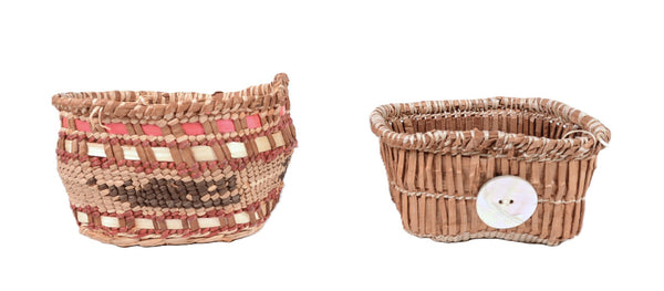 Makah Open Baskets By Eileen Pemil and R. Martin Pair of 2