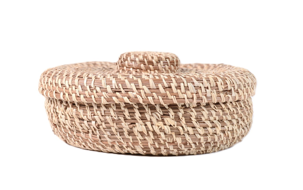North West Coast Round Lidded Basket