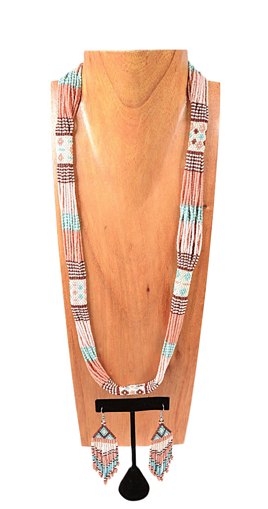 Plains Seed Bead Necklace and Earring Set