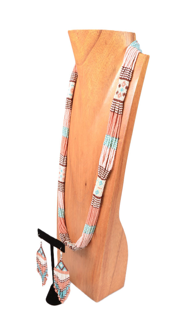 Plains Seed Bead Necklace and Earring Set