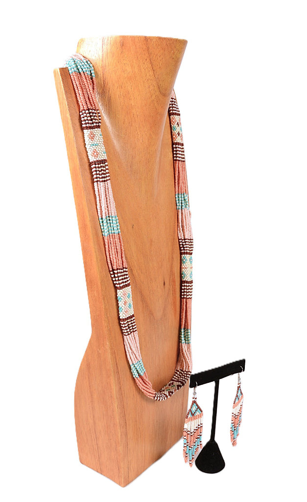 Plains Seed Bead Necklace and Earring Set