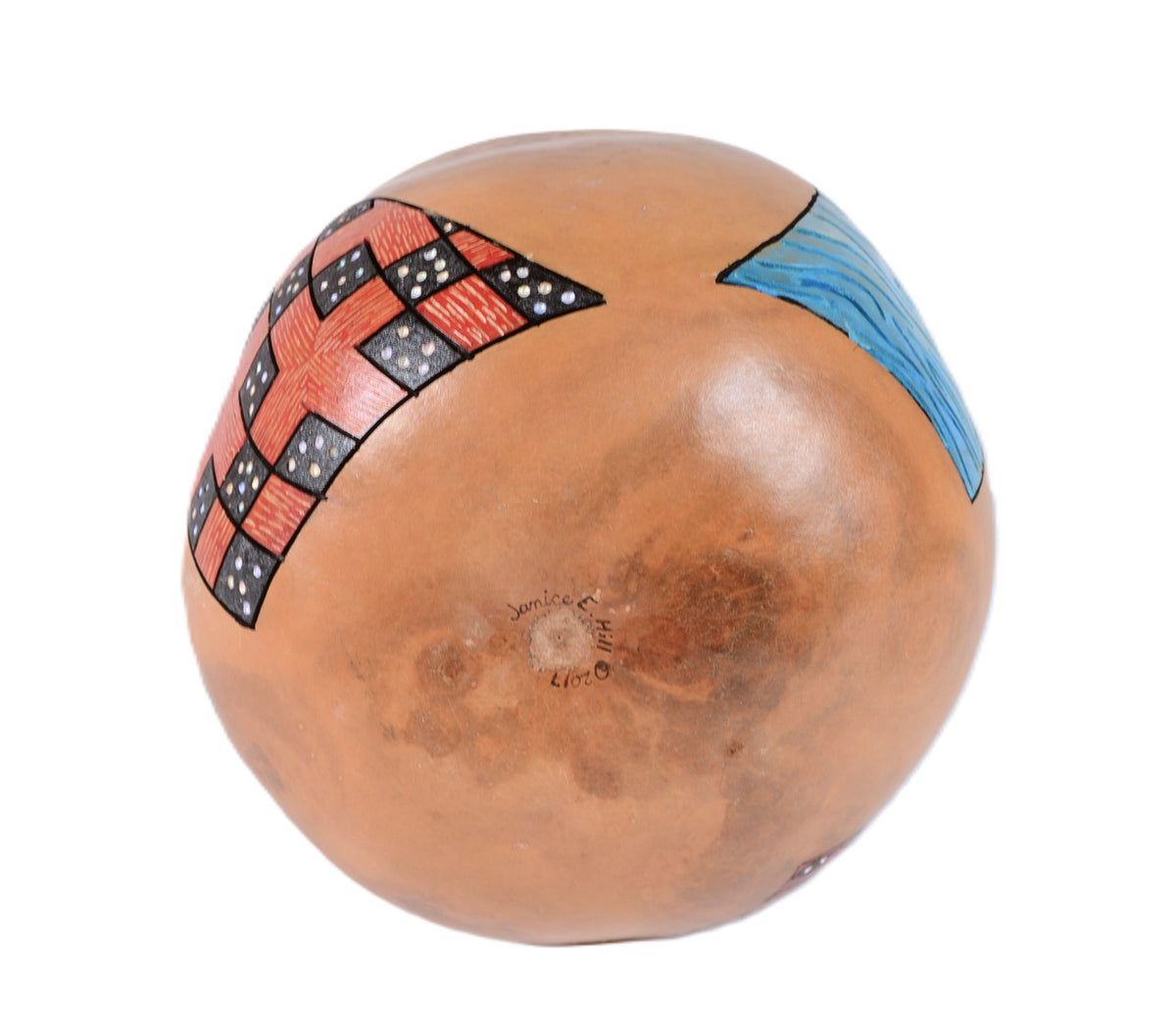 Hopi Pueblo Painted Gourd with Hopi Kachinas By Janice E. Hill