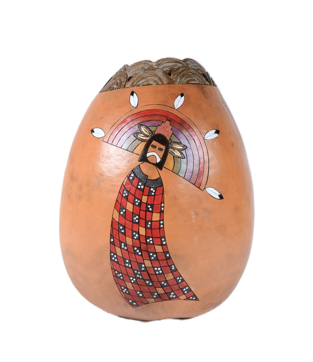 Hopi Pueblo Painted Gourd with Hopi Kachinas By Janice E. Hill