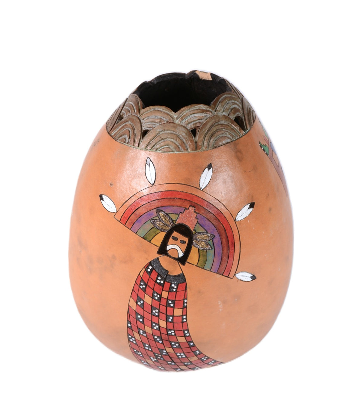 Hopi Pueblo Painted Gourd with Hopi Kachinas By Janice E. Hill
