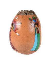 Hopi Pueblo Painted Gourd with Hopi Kachinas By Janice E. Hill