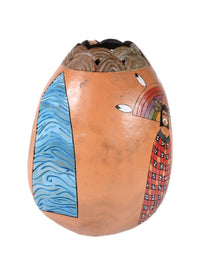 Hopi Pueblo Painted Gourd with Hopi Kachinas By Janice E. Hill