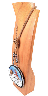 Sioux/Assinaboin Beaded Pendant on Hide By Vernon Running Bear