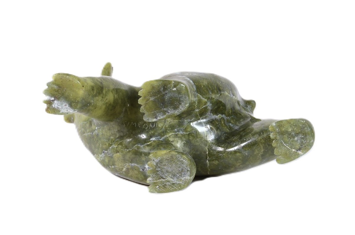 Inuit Green Bear Sculpture By Simeonie