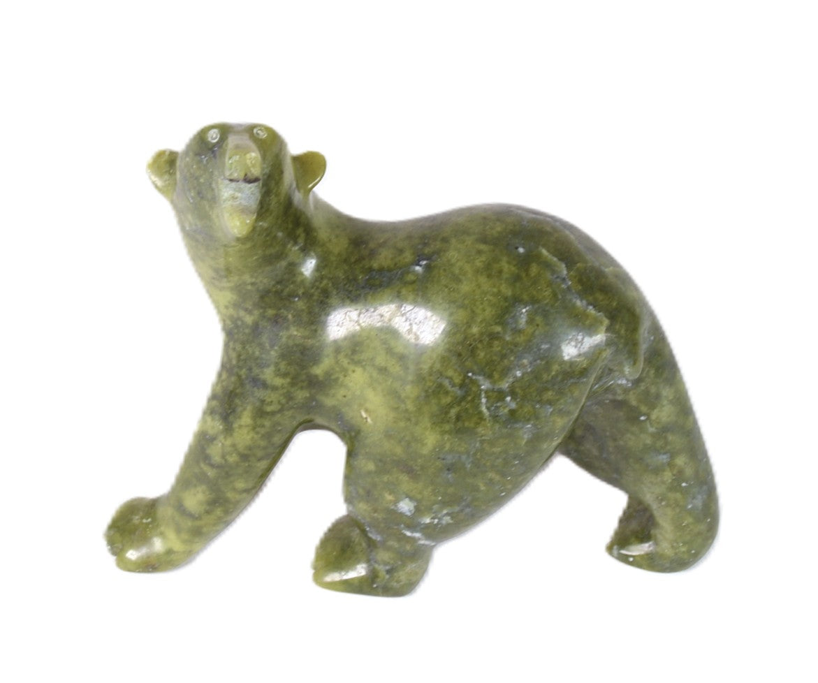 Inuit Green Bear Sculpture By Simeonie