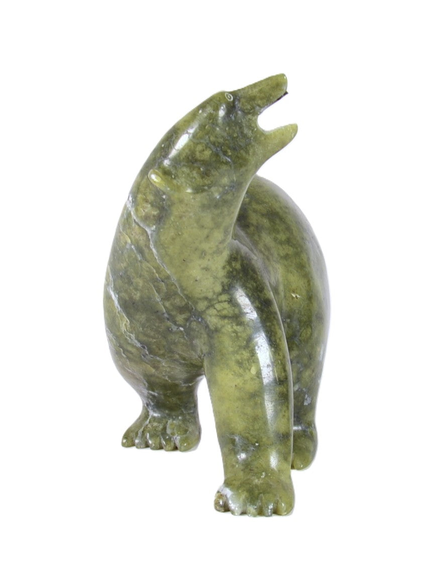 Inuit Green Bear Sculpture By Simeonie