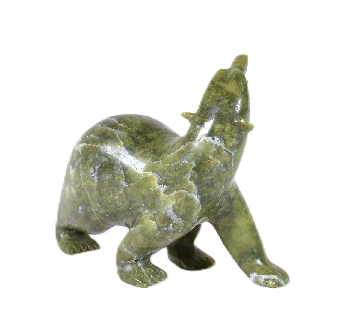 Inuit Green Bear Sculpture By Simeonie