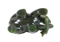North West Coast Green Jade Bear with Fish Sculpture By J. Lee