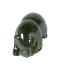 North West Coast Green Jade Bear with Fish Sculpture By J. Lee
