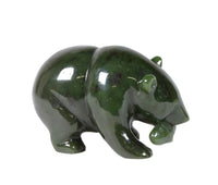North West Coast Green Jade Bear with Fish Sculpture By J. Lee