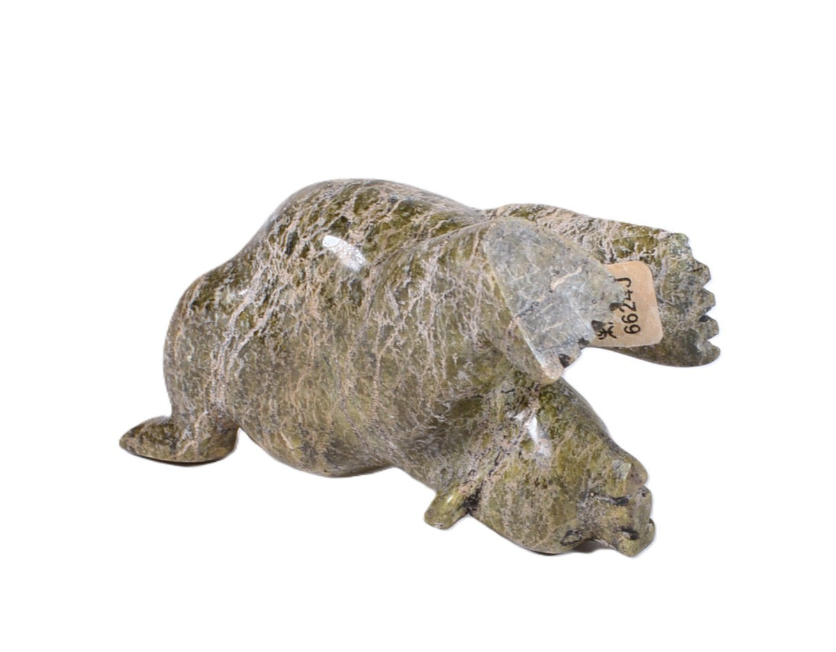 Inuit Serpentine Swimming Bear Sculpture By Moe
