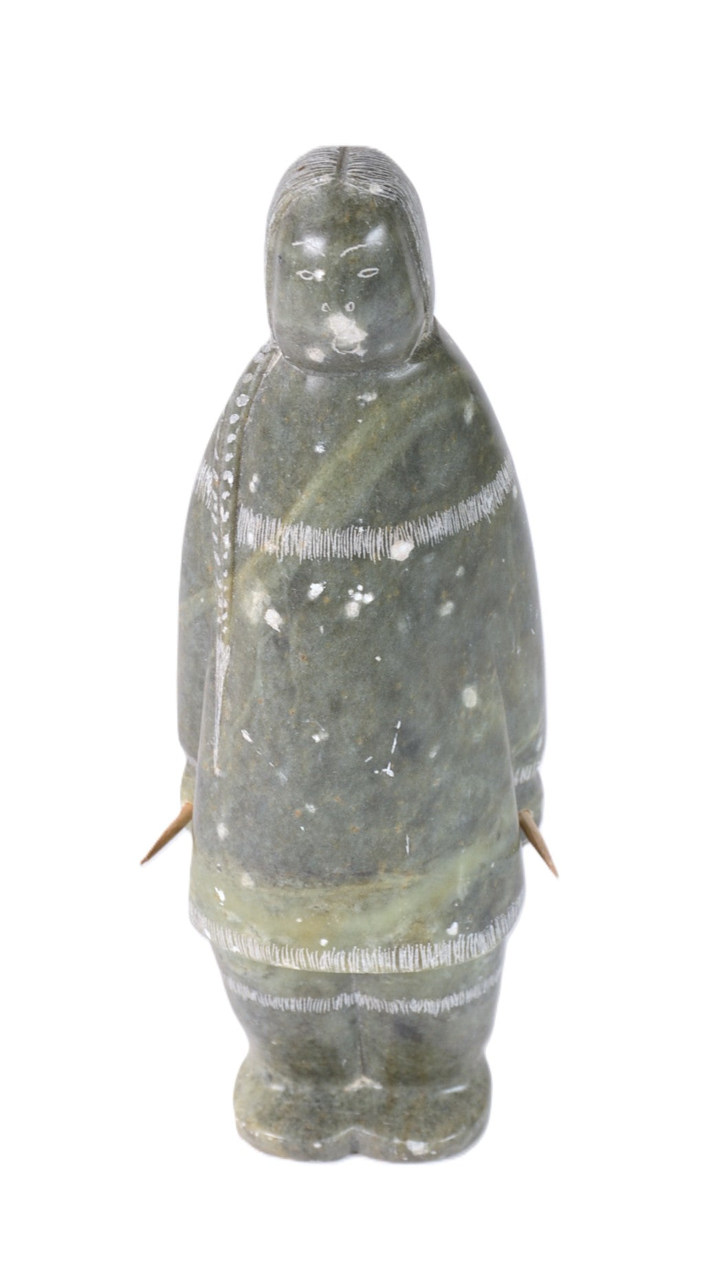 North West Coast Green Serpentine Female Figure Sculpture By Eddie Omnik
