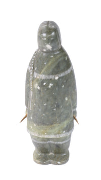 North West Coast Green Serpentine Female Figure Sculpture By Eddie Omnik