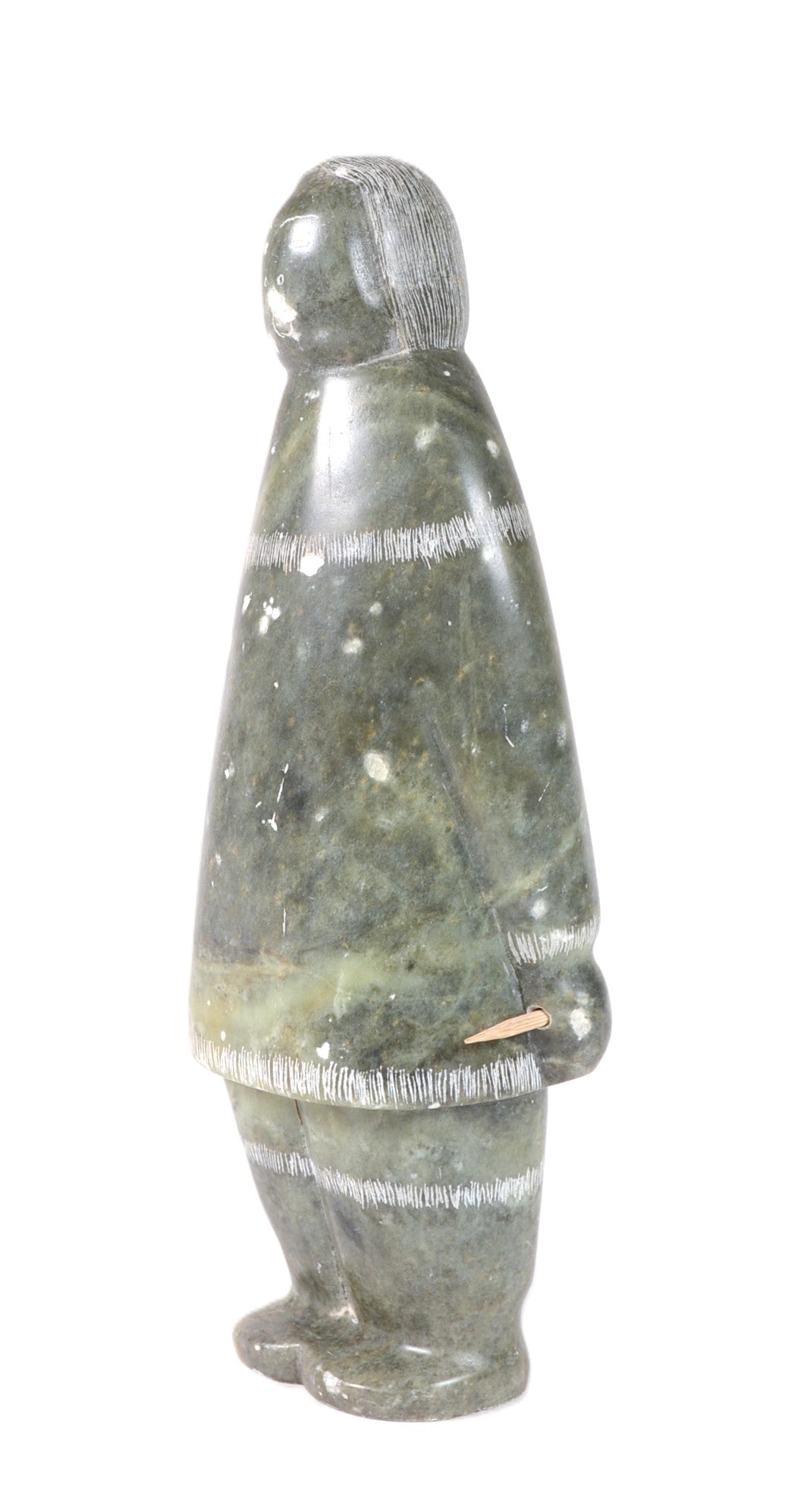 North West Coast Green Serpentine Female Figure Sculpture By Eddie Omnik