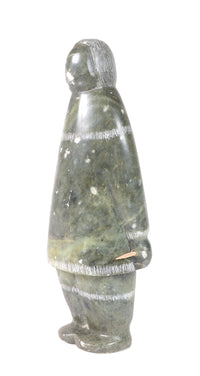 North West Coast Green Serpentine Female Figure Sculpture By Eddie Omnik