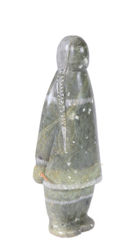 North West Coast Green Serpentine Female Figure Sculpture By Eddie Omnik
