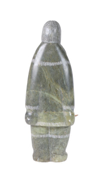 North West Coast Green Serpentine Female Figure Sculpture By Eddie Omnik