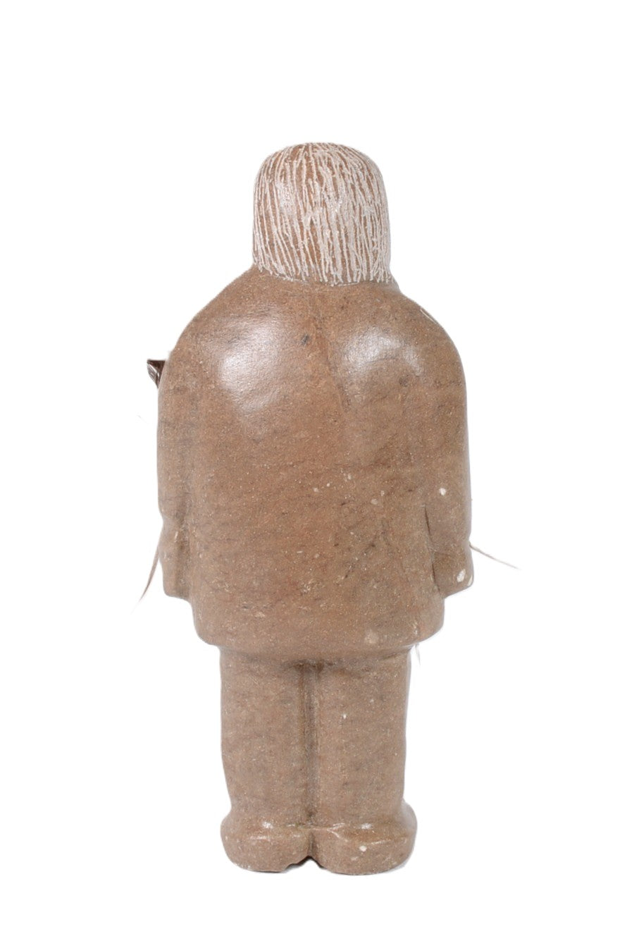 North West Coast Soapstone Female Figure with Feather Sculpture By Herb Pelkey