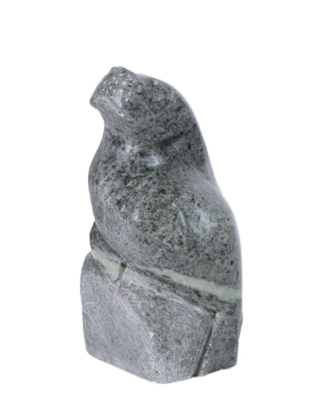 North West Coast Green Serpentine Walrus Sculpture By Herb Pelkey