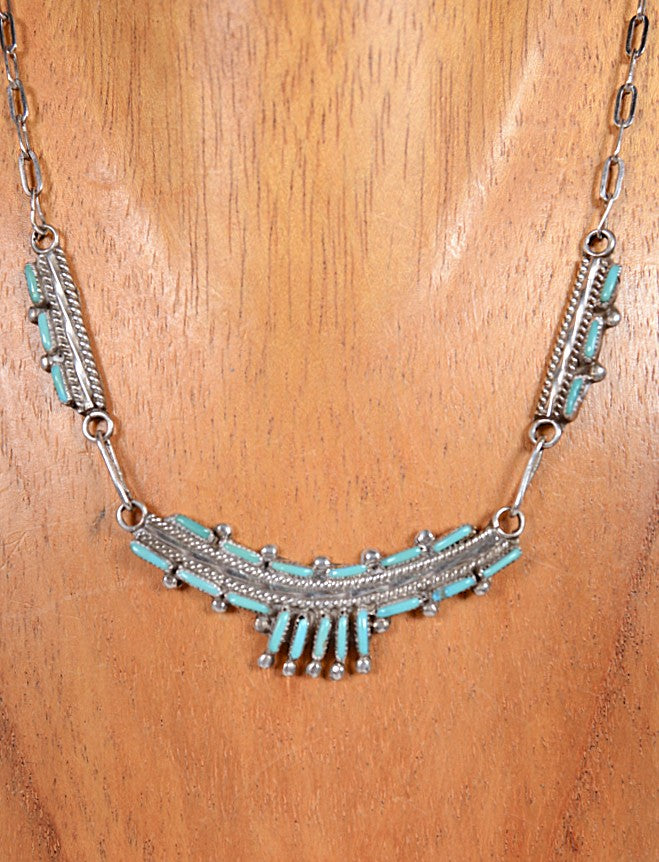 Zuni Pueblo Needlepoint Turquoise Necklace