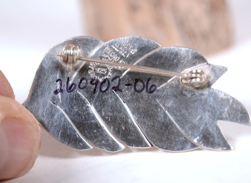 Mexico Sterling Silver and Abalone Leaf Pin