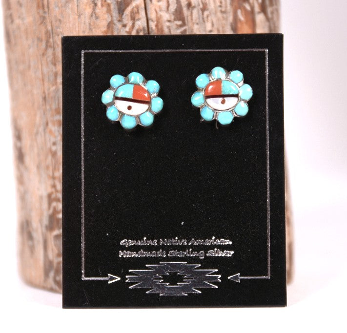 Zuni Pueblo Sunface Stud Earrings