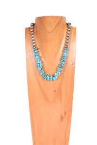 Navajo Sterling Silver and Turquoise Nugget Necklace