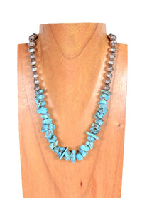 Navajo Sterling Silver and Turquoise Nugget Necklace