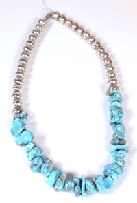 Navajo Sterling Silver and Turquoise Nugget Necklace