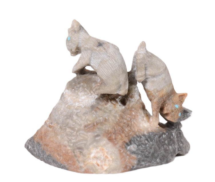 Zuni Pueblo Bobcat Pair Fetish By E.D.W.