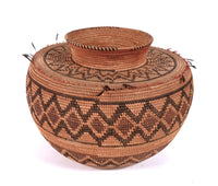 Yokuts Bottleneck Basket with Quail Top Knots