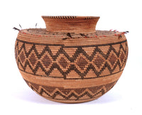 Yokuts Bottleneck Basket with Quail Top Knots