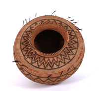 Yokuts Bottleneck Basket with Quail Top Knots