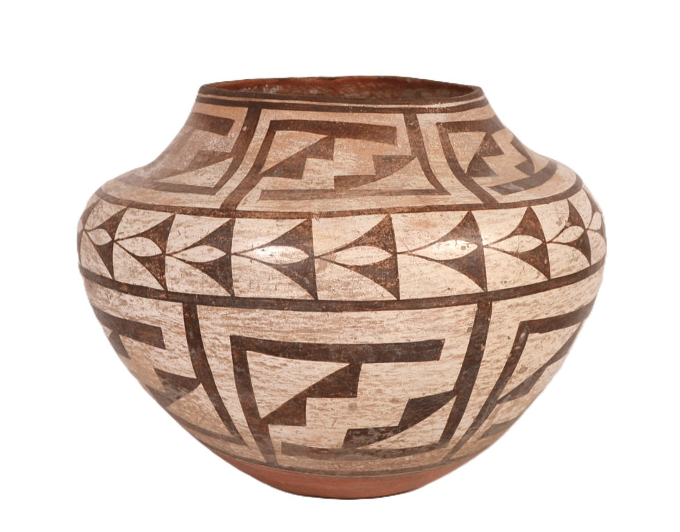 Acoma Pueblo Black on White Olla Pottery Jar
