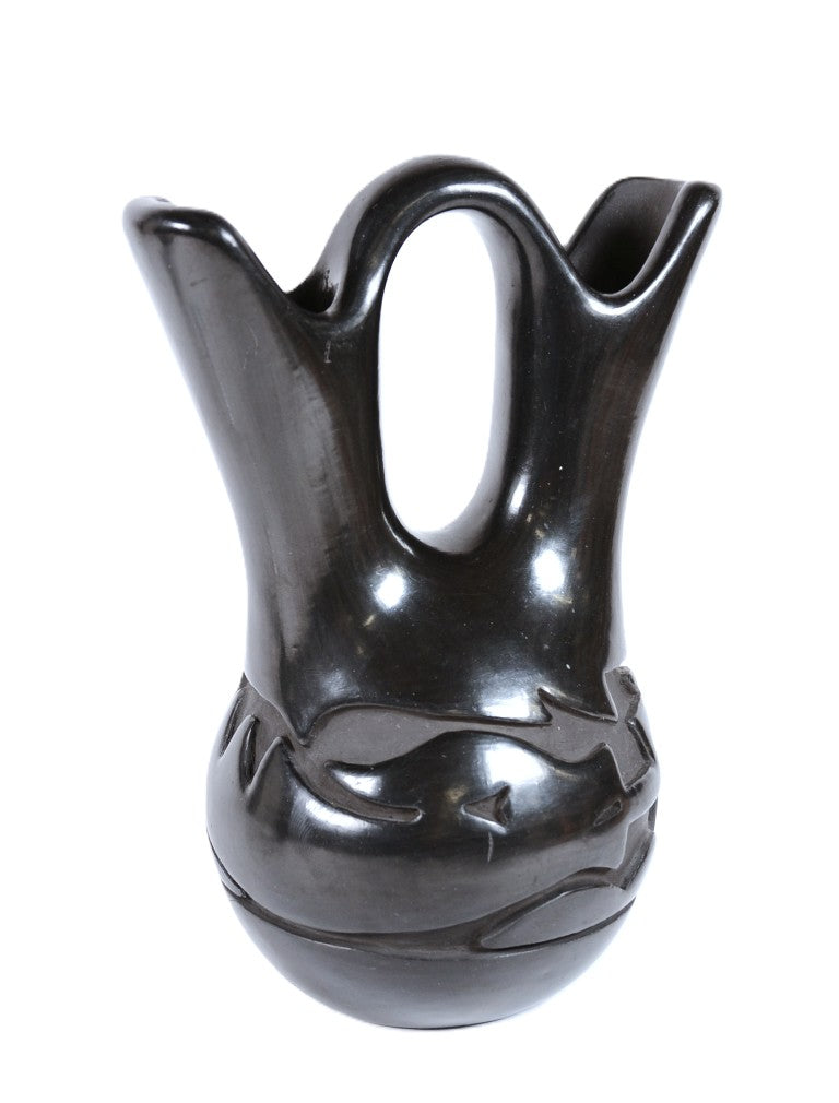 Santa Clara Pueblo Black Wedding Vase Pottery By Mida Tafoya